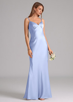 Azazie Suttona Bridesmaid Dresses Ice A-Line Pleated Stretch Satin Dress image2