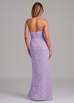 Azazie Jemma 신부 들러리 드레스 쉬스 주름진 플로럴 번아웃 바닥 길이 드레스 image6