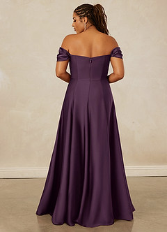 Christian Siriano Bridal for Azazie 1002 Bridesmaid Dresses Plum A-Line Off the Shoulder Stretch Satin Convertible Dress image16