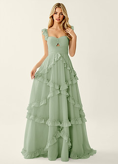 Mirabelle Light Green Chiffon Corset Lace Up Back Ruffled Prom Dress image3