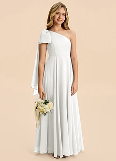 Azazie Averie Junior White A-Line Pleated Chiffon Dress image6