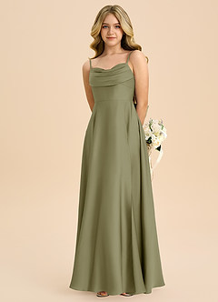 Azazie Bear Junior Pistachio A-Line Sweetheart Neckline Stretch Satin Dress image6