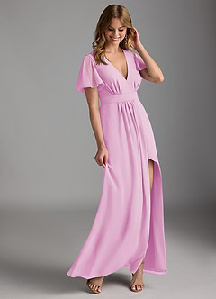 Azazie Zaniah Bridesmaid Dresses Candy Pink A-Line Chiffon Dress image6