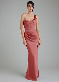 Azazie Sabrina Bridesmaid Dresses Antique Rose Mermaid Corset Stretch Satin Dress image6