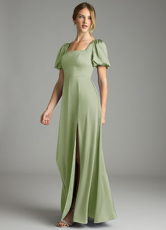 Azazie Fyona Suknie dla druhen Linia A Pofałdowany Satyna elastyczna Do ziemi Sukienka image10