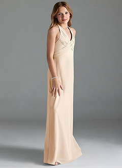Azazie Tessie Junior White Alabaster A-Line Pleated Chiffon Dress image4