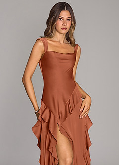 Azazie Sloane Bridesmaid Dresses Cedar Rose A-Line Sweetheart Neckline Stretch Satin Dress image5