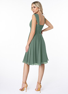 Azazie Angie Bridesmaid Dresses Eucalyptus A-Line Corset Chiffon Dress image5