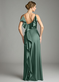 Azazie Eirene Venta Final Vestido de Eucalipto de Satén Elástico de Corte Recto con Plisado image2