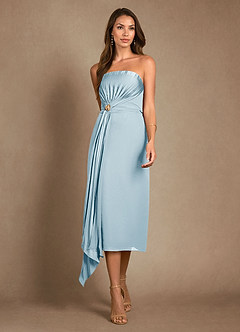 Azazie Dinanta Mother of the Bride Dresses Sky Blue Column Pleated Chiffon Dress image6