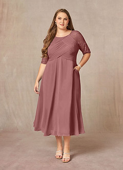 Azazie Dorothea Mother of the Bride Dresses Desert Rose A-Line Scoop lace Chiffon Dress image5