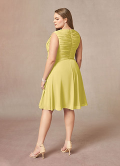 Azazie Theron 신부의 어머니 드레스 A라인 주름진 쉬폰 무릎 길이 드레스 image9