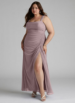 Azazie Jesaphine Bridesmaid Dresses Dusk Sheath Ruched Mesh Dress image8