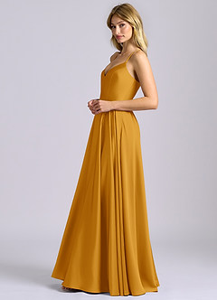 Azazie Truce Bridesmaid Dresses Butterscotch A-Line Stretch Satin Dress image5