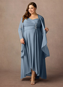 Azazie Anne Mother of the Bride Dresses Dusty Blue Sheath Sweetheart Sequins Lace Dress image10