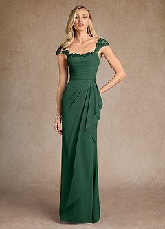 Azazie Belfast Mother of the Bride Dresses Dark Green Sheath Lace Mesh Dress image1