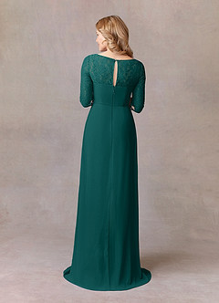 Azazie Leonine Abiti per la Madre della Sposa Abito A-Line in Chiffon in Pizzo con Scollo a U Verde Pavone image5