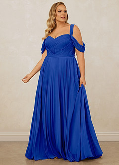 Christian Siriano Bridal for Azazie 1013 Robes de demoiselle d'honneur Robe Trapèze en Mousseline de soie Épaule décolletée Bleu Roi image13