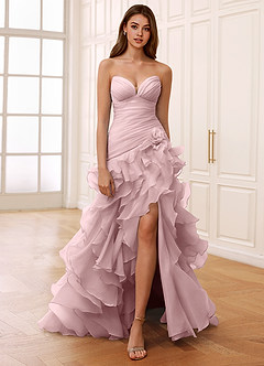 Christabelle Pink Corset Rhinestone Sheer Lace Prom Dress image4