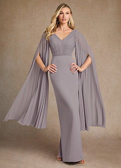 Azazie Ellsworth Abiti per la Madre della Sposa Abito Colonna in Crepe Elasticizzato Plissettato Dusk image2