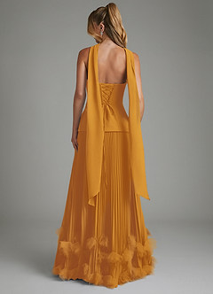 Azazie Alex Bridesmaid Dresses Butterscotch A-Line Corset Chiffon Dress image2