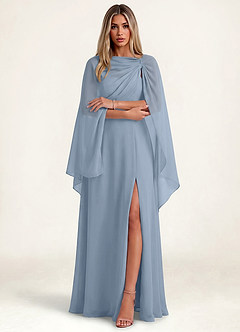 front Azazie Matching Long Flowing Chiffon Cape