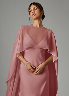 Azazie Stefania Abiti da Damigella Abito A-Line in Raso Elasticizzato Rosa Polverosa image5