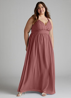 Azazie Ashia Final Sale Desert Rose A-Line Pleated Chiffon Dress image9
