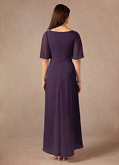 Azazie Pascual Mother of the Bride Dresses Plum A-Line Pleated Chiffon Dress image4
