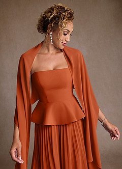 Azazie Josabeth Venta Final Vestido de Naranja Quemada de Gasa de Corte en A con Plisado image7