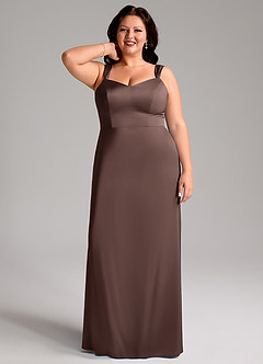 Azazie Denice Abiti da Damigella Abito Tubino in Raso Elasticizzato Plissettato Ganache image7