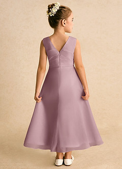 Azazie Edelweiss Flower Girl Dresses Dusty Rose A-Line Pleated Chiffon Dress image2