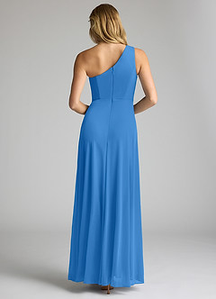 Azazie Brooke Bridesmaid Dresses Blue Jay A-Line One Shoulder Mesh Dress image5