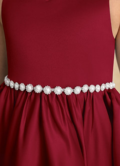 Azazie Julietta Flower Girl Dresses Burgundy Ball-Gown Convertible Tulle Dress image10