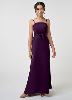 Azazie Anina Junior Robe Trapèze en Satin extensible Arc Grain De Raisin image1