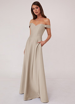 Barbie ♥ Azazie Bridesmaid Dresses Frost A-Line Off the Shoulder Stretch Satin Convertible Dress image4