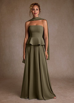 Azazie Josabeth At-home Try On Dresses Dark Navy A-Line Pleated Chiffon Dress image5