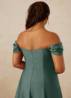Christian Siriano Bridal for Azazie 1002 Bridesmaid Dresses Sea Moss A-Line Off the Shoulder Stretch Satin Convertible Dress image15