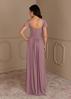 Azazie Gwenyth Mother of the Bride Dresses Dusty Rose A-Line Lace Chiffon Dress image2