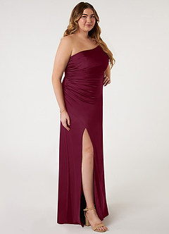 Azazie Eren Bridesmaid Dresses Mulberry Mermaid One Shoulder Stretch Satin Dress image8