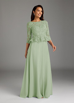 Azazie Averie Mother of the Bride Dresses Dusty Sage A-Line Boatneck Sequins Chiffon Dress image1
