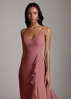 Azazie Naeem Bridesmaid Dresses Amethyst A-Line V-Neck Ruffle Chiffon Dress image6
