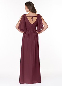 Azazie Temeka Bridesmaid Dresses Cabernet A-Line Ruched Chiffon Dress image2