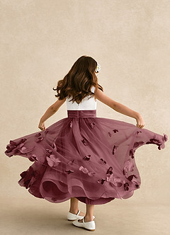 Azazie Vi Flower Girl Dresses Desert Rose A-Line Sleeveless Tulle Dress image3