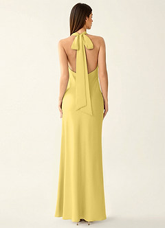 Manllanda Pastel Yellow Bows Satin Prom Dress image2