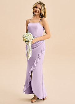 Azazie Buzzy Junior Robe Fourreau en Mousseline de soie Plissée Frostiges Flieder image3