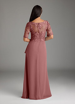 Azazie Amedeus Mother of the Bride Dresses Desert Rose A-Line V-Neck Lace Chiffon Dress image4