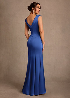 Azazie Franny Abiti per la Madre della Sposa Abito Tubino in Raso Elasticizzato Pizzo Blu Reale image2