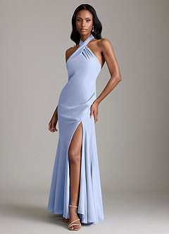 Azazie Lorena Bridesmaid Dresses Ice Mermaid Pleated Chiffon Dress image4