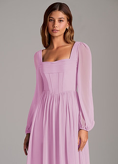 Azazie Maree Vestidos de damas de honor Vestido de Rosa Caramelo de Gasa de Corte en A con Corsé image7